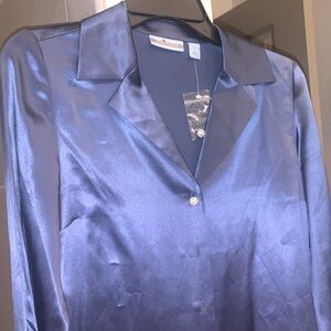 Nordstrom Navy Satin Blouse